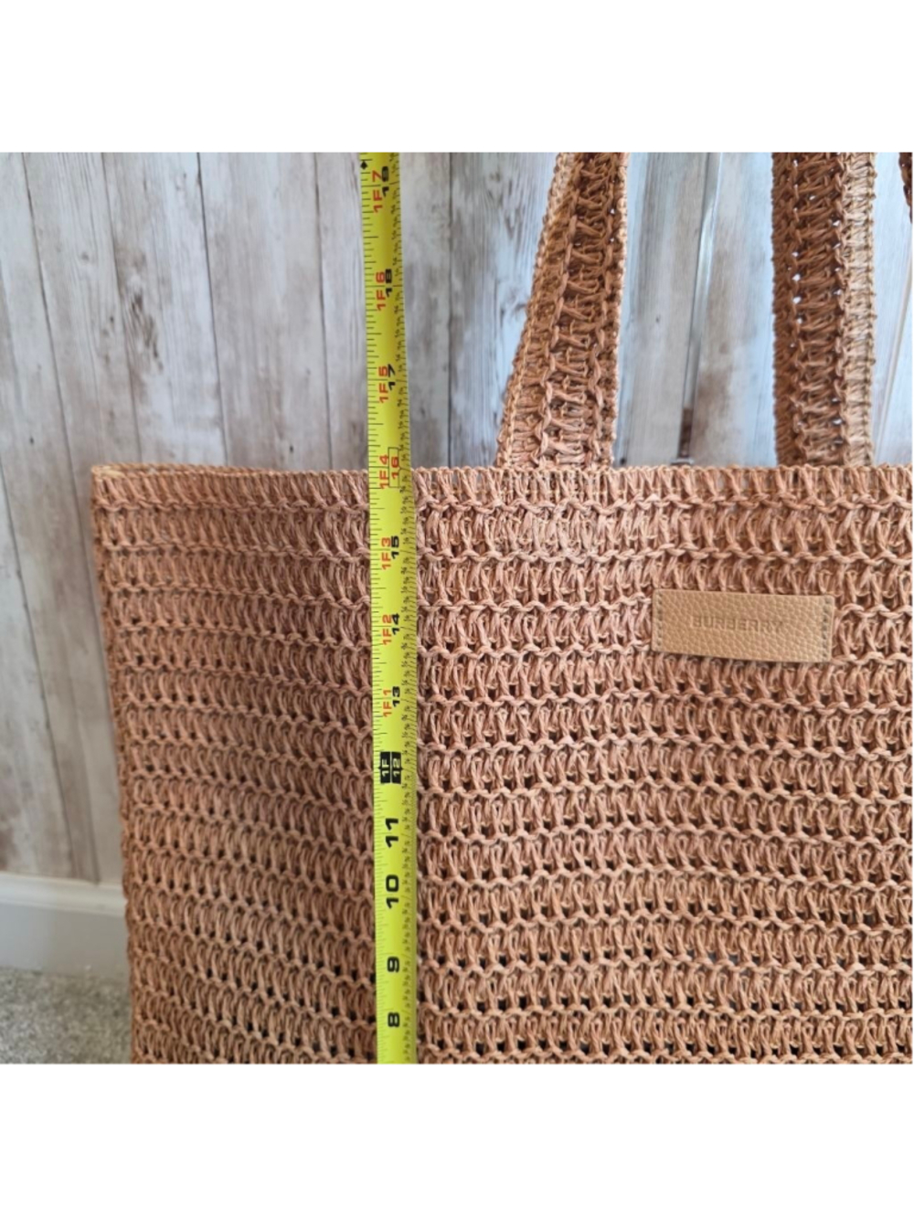 Burberry Tan Woven Raffia Beach Tote - Picture 5 of 9